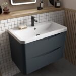 800mm Wall Hung 2 Drawer Vanity & Polymarble Basin - Image 2