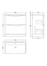 Nuie Lunar 800mm Floor Standing 2 Drawer Vanity & Polymarble Basin - Image 3