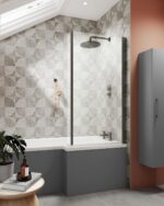 Square Fixed Bath Screen with Fixed Return - 6mm - Image 2