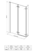 L-Shaped Bath Screen Double Hinged - Image 3