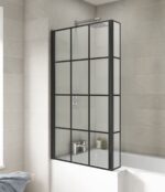Square Black Framed Bath Screen With Fixed Return - Image 3