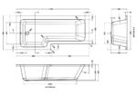 1800mm Left Hand Square Shower Bath - Image 2