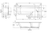 1800mm Right Hand Square Shower Bath - Image 2