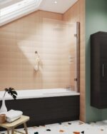 Square Hinged Fluted Bath Screen - 8mm - Image 2