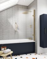 Square Hinged Fluted Bath Screen - 8mm - Image 2