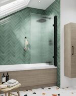 Square Hinged Fluted Bath Screen - 8mm - Image 2