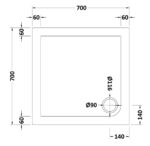 Square Shower Tray 700 x 700mm - Image 2
