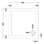 Square Shower Tray 760 x 760mm - Image 2