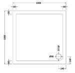 Square Shower Tray 1000 x 1000mm - Image 2