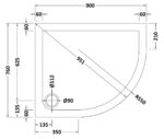 Offset Quadrant Shower Tray 900 x 760mm RH - Image 2