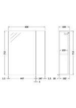 Hudson Reed Fusion 600mm Mirror Unit (75/25) - Image 2