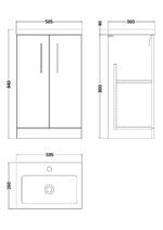 500mm Floor Standing 2 Door Vanity & Polymarble Basin - Image 3