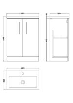 Nuie Arno Compact 600mm Floor Standing 2 Door Vanity & Polymarble Basin - Image 3