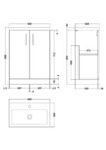 Nuie Arno Compact 600mm Floor Standing 2-Door Vanity & Polymarble Basin - Image 4