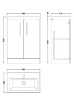 Nuie Arno Compact 600mm Floor Standing 2-Door Vanity & Ceramic Basin - Image 3