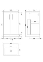 Nuie Arno Compact 500mm Floor Standing 2 Door Vanity & Polymarble Basin - Image 3