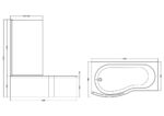 1700mm B Shaped Left Hand Bath Set - Image 3