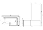 1500mm Right Hand Square Shower Bath Set - Image 3