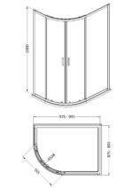 Nuie Rene 1900 x 1000 x 900mm Offset Quandrant Shower Enclosure - Image 2