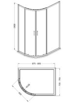 1900 x 900 x 760mm Offset Quandrant Shower Enclosure - Image 2