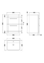 Floor Standing 600mm Cabinet & Polymarble Basin - Image 3
