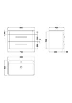 Wall Hung 800mm Cabinet & Polymarble Basin - Image 4