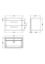 Wall Hung 800mm Cabinet & Ceramic Basin - Image 4
