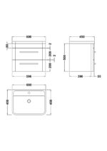 Wall Hung 600mm Cabinet & Polymarble Basin - Image 4