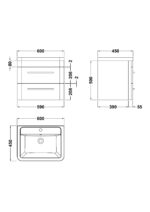 Wall Hung 600mm Cabinet & Ceramic Basin - Image 4