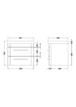 Wall Hung 600mm Cabinet & Thin Edge Ceramic Basin - Image 3