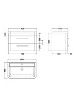 Wall Hung 800mm Cabinet & Polymarble Basin - Image 4