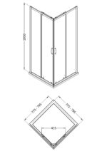 1850 x 800mm Corner Entry Shower Enclosure - Image 2