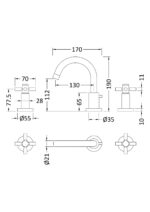 Hudson Reed Tec Crosshead 3 Tap Hole Basin Mixer - Image 2
