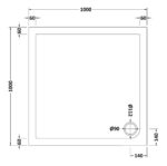 Square Shower Tray 1000 x 1000mm - Image 2