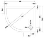 Offset Quadrant Shower Tray LH 900 x 760mm - Image 2