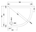 Offset Quadrant Shower Tray RH 900 x 760mm - Image 2