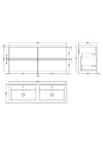 1200 Wall Hung 4 Drawer Vanity & Double Basin - Image 3