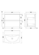 600mm Wall Hung 2 Drawer Vanity Unit & Basin 4 - Image 3
