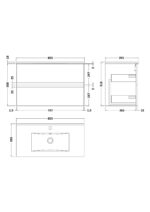800mm Wall Hung 2-Drawer Vanity Unit & Basin 2 - Image 3