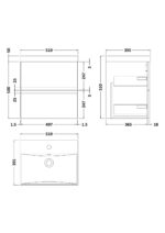 500mm Wall Hung 2 Drawer Vanity & Basin 3 - Image 3