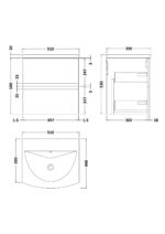 500mm Wall Hung 2 Drawer Vanity & Basin 4 - Image 3