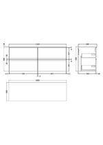 1200 Wall Hung 4 Drawer Vanity & Worktop - Image 2