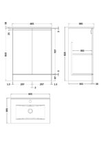 Hudson Reed Urban 600mm Floor Standing 2 Door Vanity & Basin 2 - Image 3