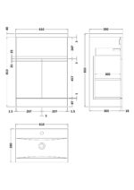 600mm Floor Standing 2-Door/Drawer Vanity Unit & Basin 1 - Image 3