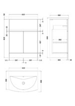 600mm Floor Standing 2 Door/Drawer Vanity Unit & Basin 4 - Image 3