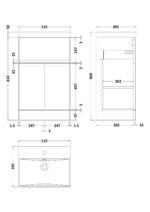 500mm Floor Standing 2-Door/Drawer Vanity Unit & Basin 3 - Image 3