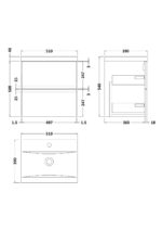 500mm Wall Hung 2 Drawer Unit & Basin 1 - Image 3