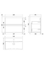 600mm Wall Hung 2 Drawer Unit & Basin 3 - Image 3