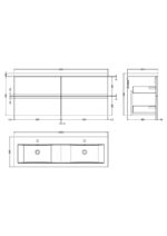 Hudson Reed Urban 1200 Wall Hung 4 Drawer Vanity & Double Basin - Image 3