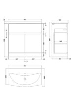 800mm Floor Standing 2 Door/Drawer Unit & Basin 4 - Image 3